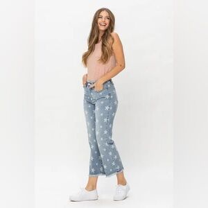 Judy Blue Star Print Cropped Jeans